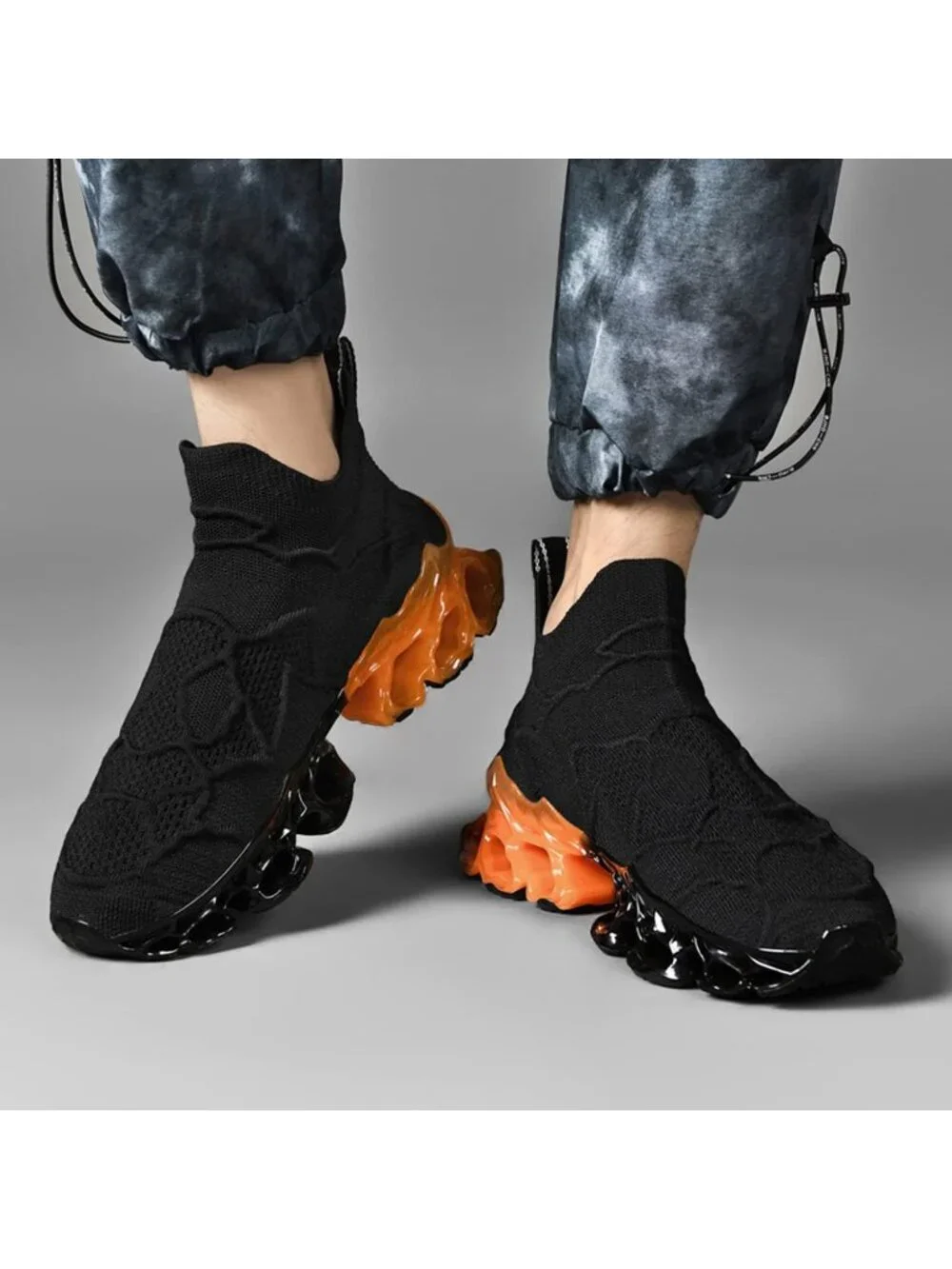 🆕Men's Black Slip on Loafers Walking Tennis Shoes Running Blade Sneakers